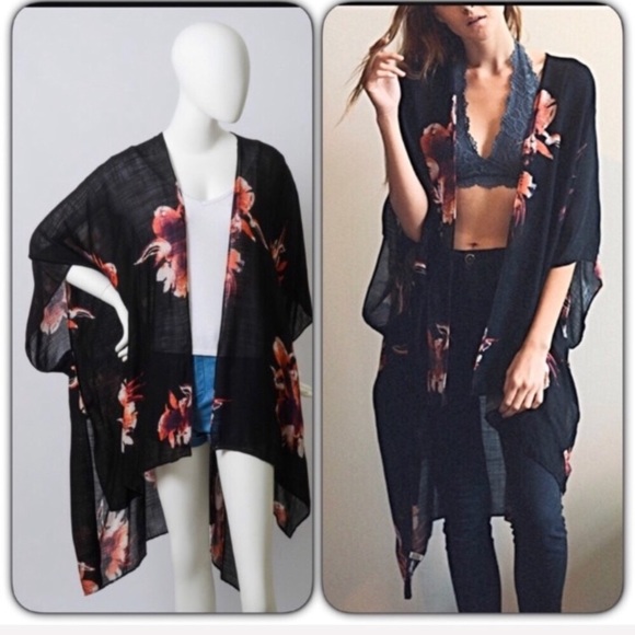 Stunning Bohemian Floral Kimono Wrap Cover Up O/S - Picture 5 of 7